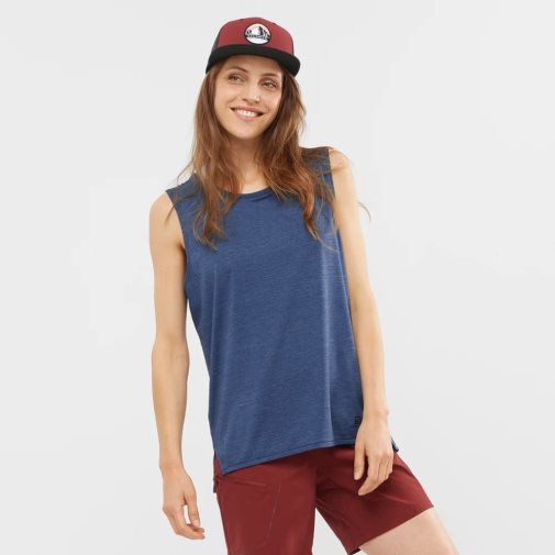 Navy Salomon Outline Summer Women's Tanks | PH 36097E